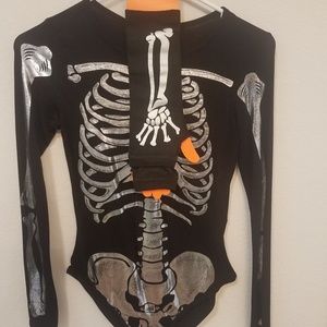 Metallic skeleton onesie